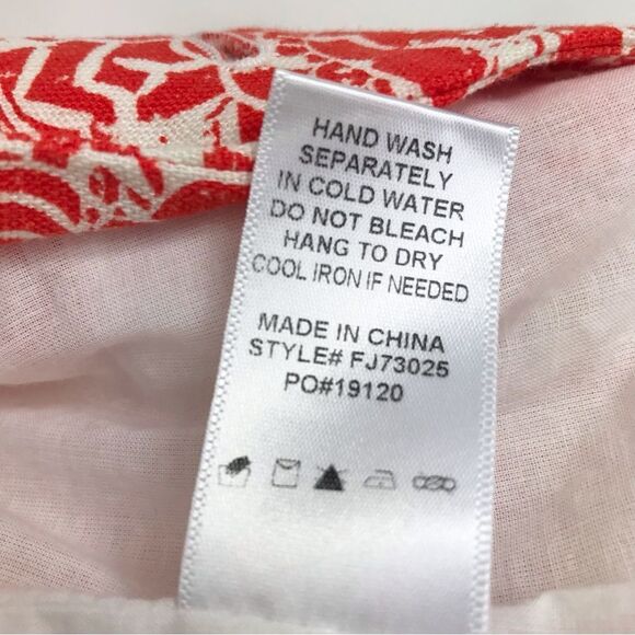 FATE Red Orange Linen Cotton Floral Print Cropped V Neck Spring Blazer NEW - Picture 15 of 16